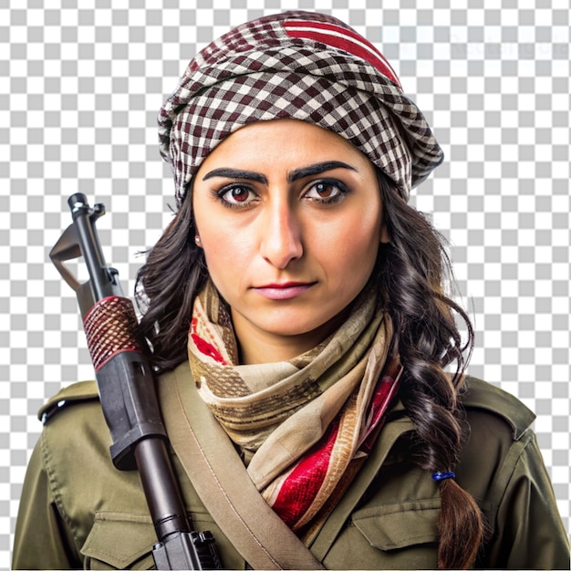 PSD beutiful kurdisch woman fighter on transparent background