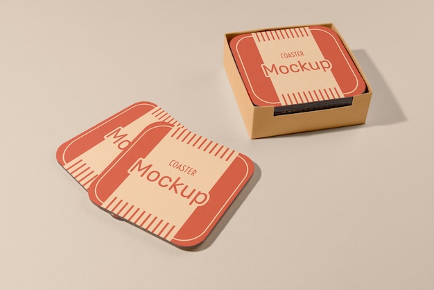 PSD beverage coaster design mockup