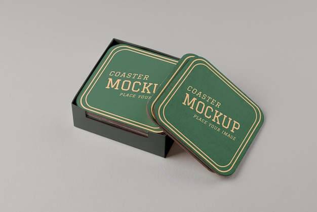 PSD beverage coaster design mockup