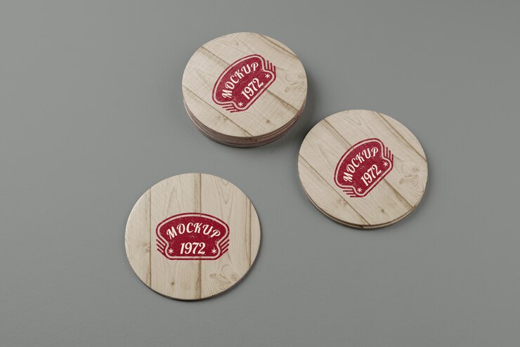 PSD beverage coaster design mockup