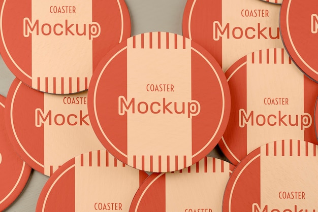 PSD beverage coaster design mockup