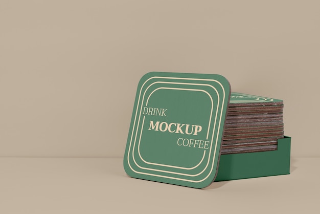 PSD beverage coaster design mockup