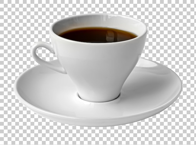 Beverage cup of black coffee with plate isolated on transparent background