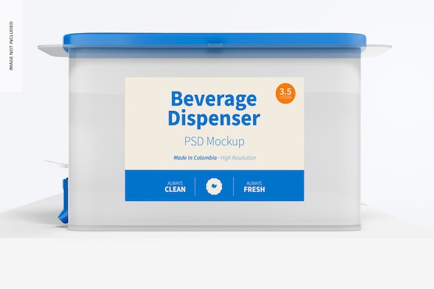 Beverage dispenser with tap mockup, front view