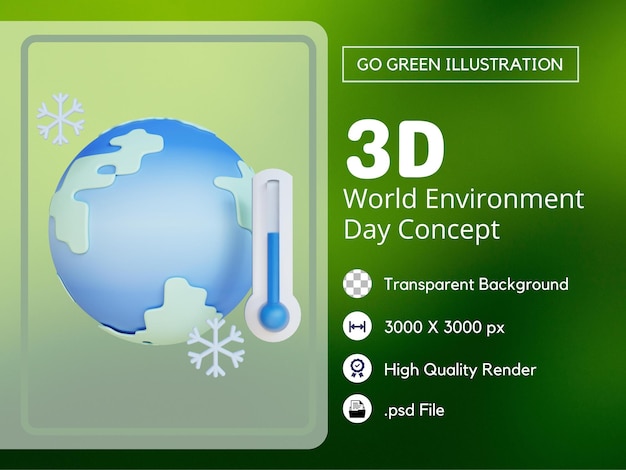 Bevriezende aarde 3D-afbeelding Premium PSD