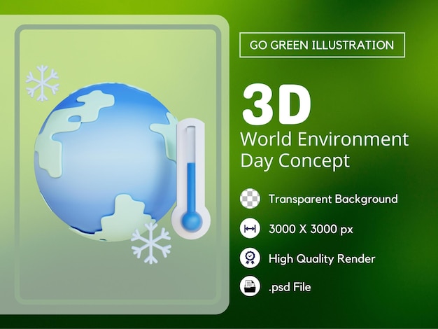 Bevriezende aarde 3d-afbeelding premium psd