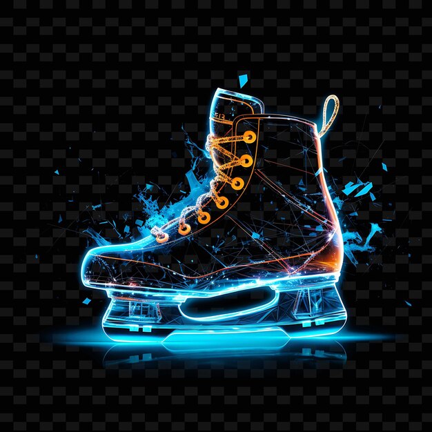 PSD bevroren meer icy blue cracked neon lines ice skates cracked n png y2k shapes transparent light arts