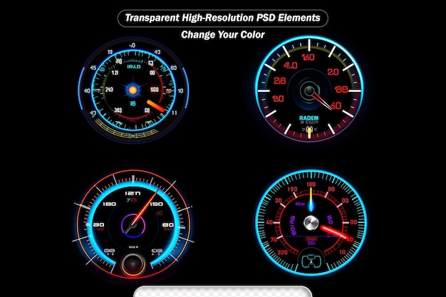 PSD bewegende achtergrond van de snelheidsmeter en de snelheidsmeter van de auto