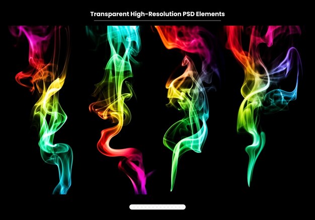 PSD beweging van rook abstracte kleurrijke rook op transparante achtergrond