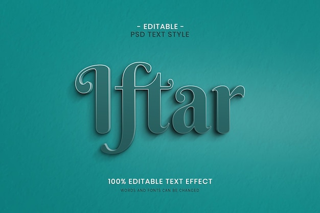 Bewerkbaar iftar-teksteffect in 3d-stijl