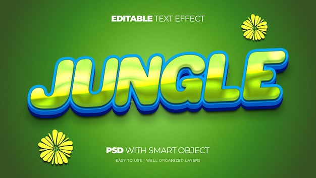 Bewerkbaar Jungle Green PSD Cartoon Text Style-effect