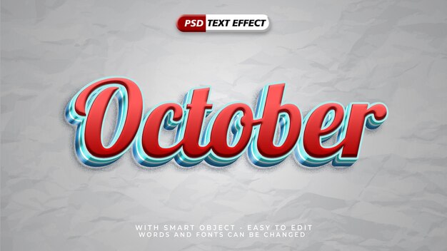 Bewerkbaar oktober-teksteffect met 3D-stijl