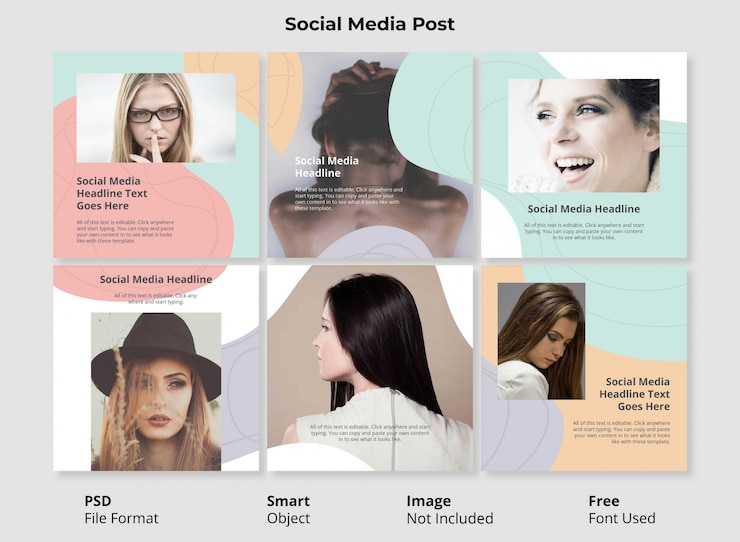 PSD bewerkbaar portretmodel sjabloon social post banner minimalistisch ontwerp eenvoudige en kleurrijke abstracte vorm met vloeibare en vloeibare vorm