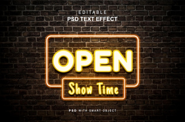 PSD bewerkbaar sjabloon neon teksteffect