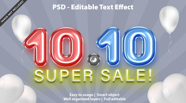 PSD bewerkbaar teksteffect 10.10 super sale premium