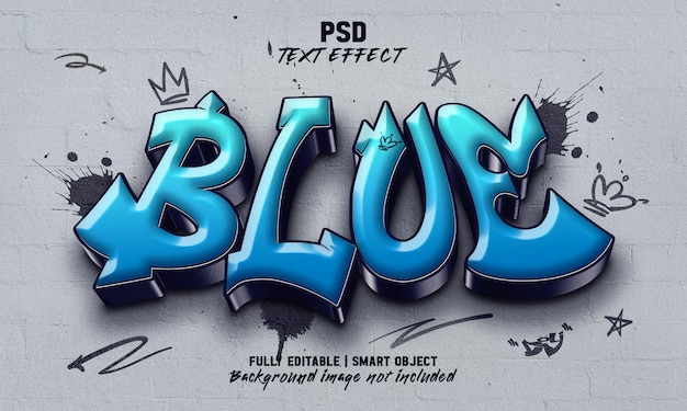 Bewerkbaar teksteffect in blauwe graffitistijl