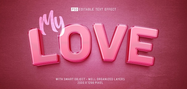 Bewerkbaar teksteffect My Love 3D-stijl