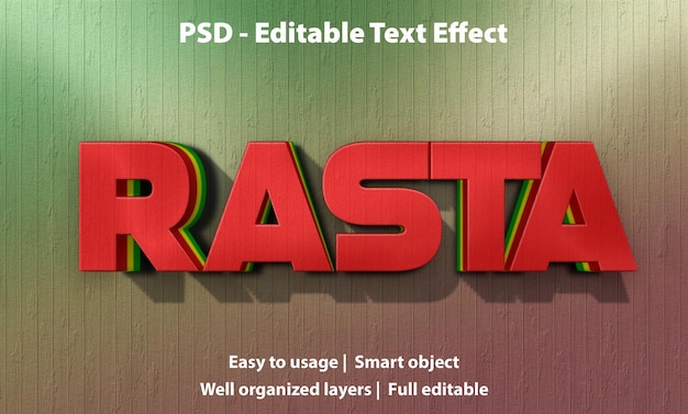 PSD bewerkbaar teksteffect rasta premium