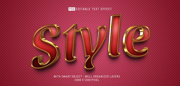 Bewerkbaar teksteffect Stijl goud 3D-stijl