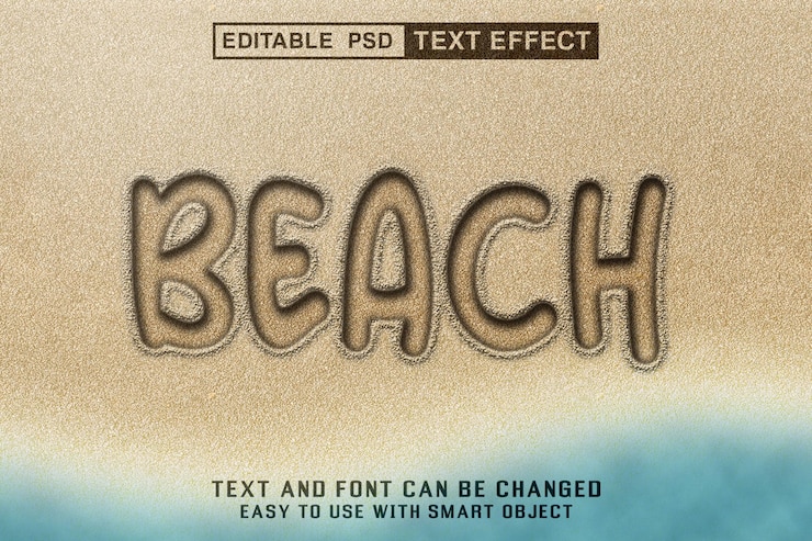 PSD bewerkbaar teksteffect voor strand
