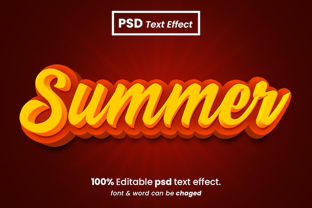 PSD bewerkbaar teksteffect zomer 3d