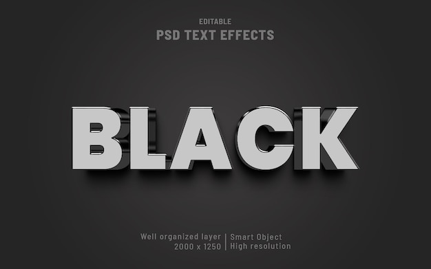 Bewerkbaar teksteffect zwart en metaalstijl