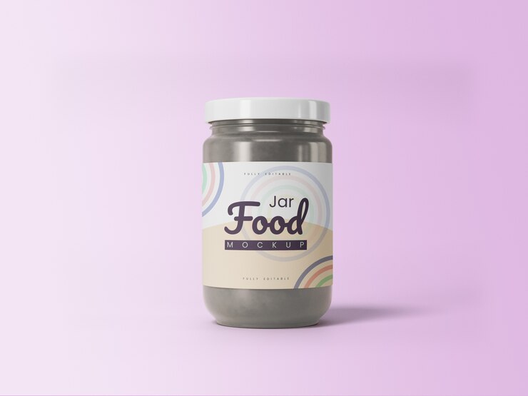 Bewerkbare 3D-mockup-voedselpot voor productpresentatie