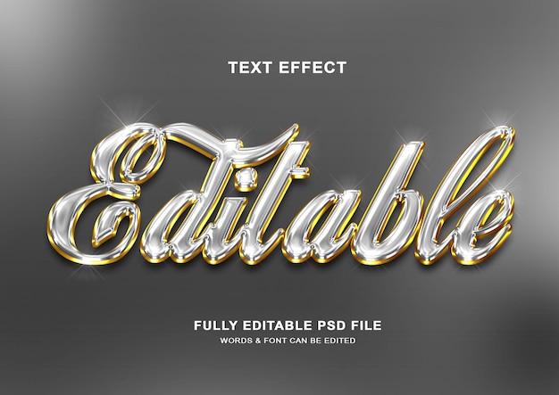 Bewerkbare 3D zilveren gouden tekst stijl effect