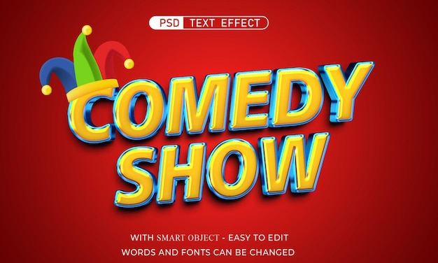 PSD bewerkbare comedy show tekst effect 3d stijl