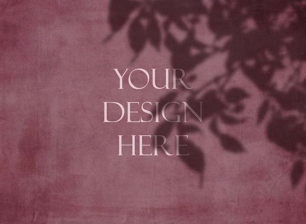 Bewerkbare grunge mock-up met bloemen schaduw overlay achtergrond