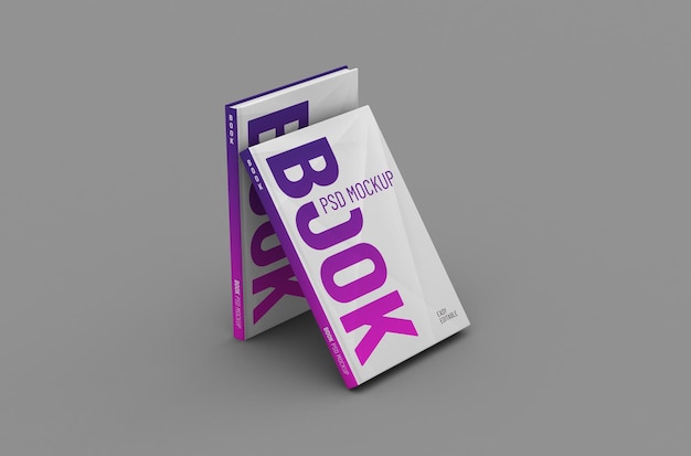 Bewerkbare hoge kwaliteit realistische dunne harde kaft boek mockup op een schone achtergrond