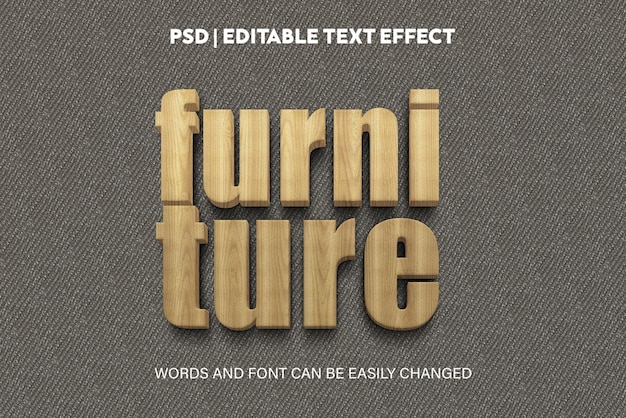 Bewerkbare meubels met teksteffect