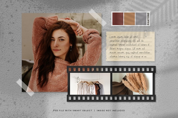 Bewerkbare moodboard mockup-sjabloon voor mode