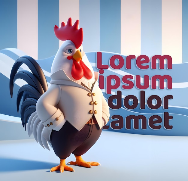 PSD bewerkbare psd-banner template rooster kippen mascotte bewerkbare tekst