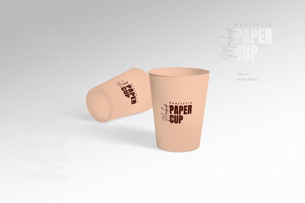 Bewerkbare realistische papieren beker PSD-mockup