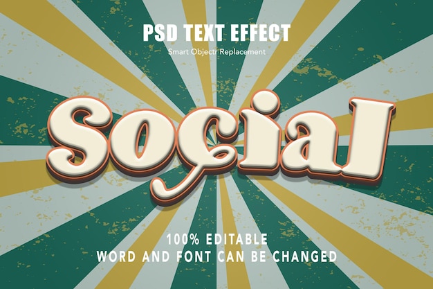 Bewerkbare social retro-lettertypetekstsjabloon