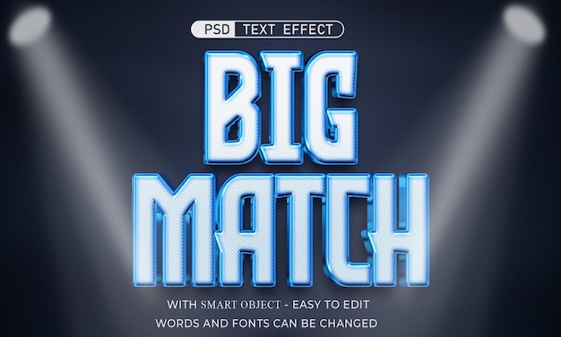 Bewerkbare tekst big match-effect 3D-stijl