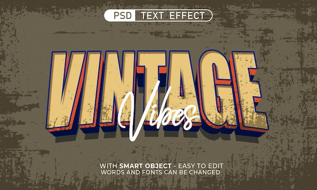 PSD bewerkbare tekst vintage met 3d-effect