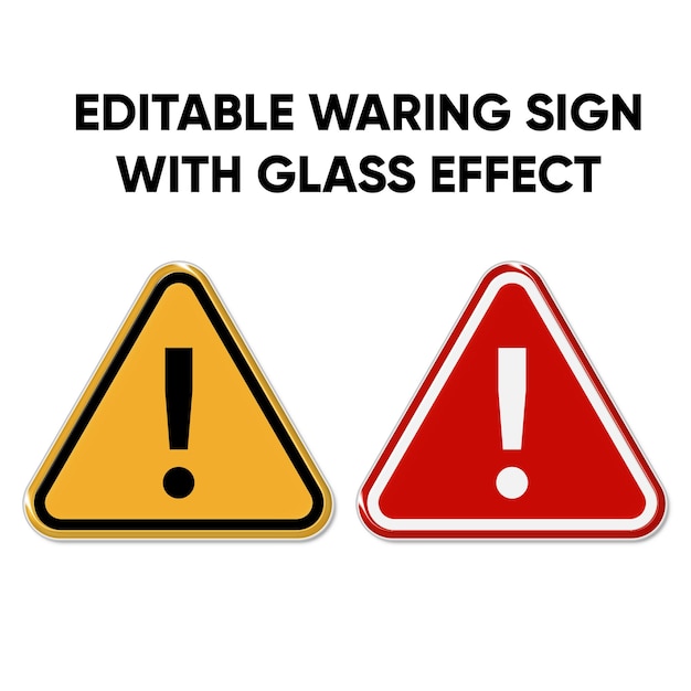 Bewerkbare waarschuwingsborden met glas-effect