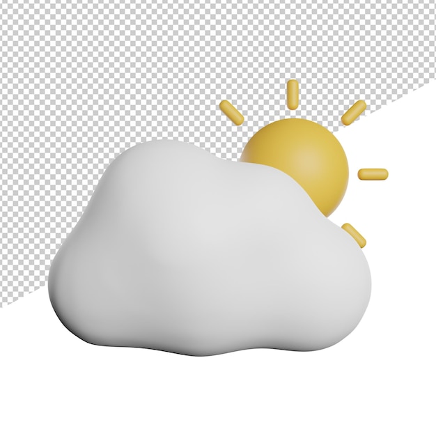 PSD bewolkt weer dag vooraanzicht 3d-rendering pictogram illustratie op transparante background