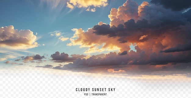 PSD bewolkte hemel bij zonsondergang geïsoleerd op transparante achtergrond