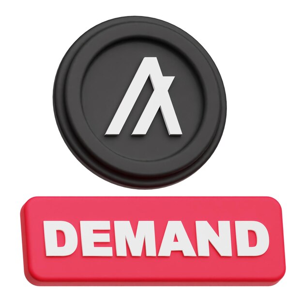 Beyaz arka plan üzerinde izole edilmiş algorand crypto coin 3D simgesi
