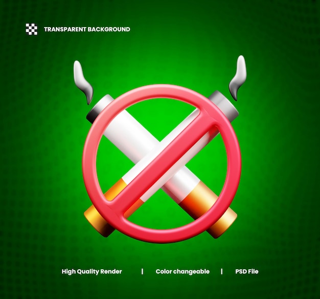 PSD bez palenia ikona 3d lub ilustracja 3d bez palenia