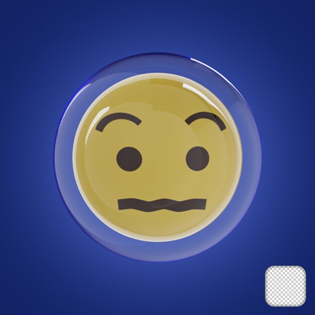 PSD bezorgde emoji met bubble 3d illustratie