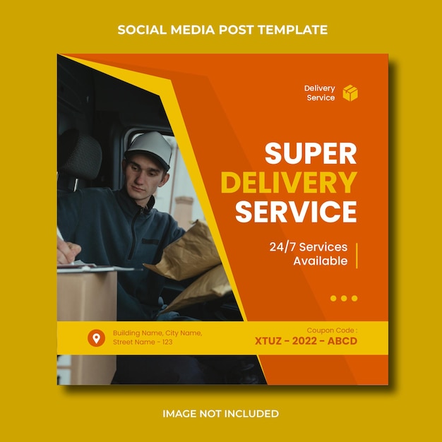 Bezorgservice social media instagram post bewerkbare sjabloon