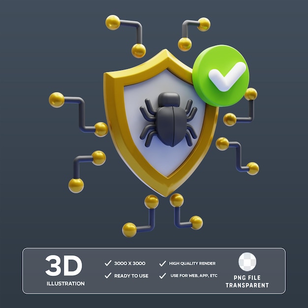 Bezpieczeństwo wirusowe PSD 3D Ilustracja