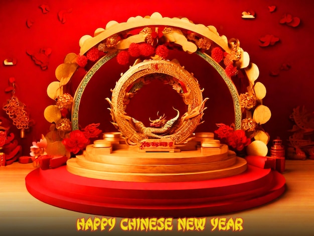 Bezpłatne PSD Chiński Nowy Rok tradycyjne wzory kwiaty Smoki latarnie elementy i ozdoby