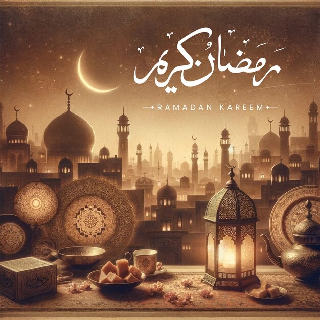 Bezpłatny Luksusowy Wektor Realistyczny Pozdrowienie Ramadan Kareem Mubarak Arabski Ramazan Baner Post Kaligrafia