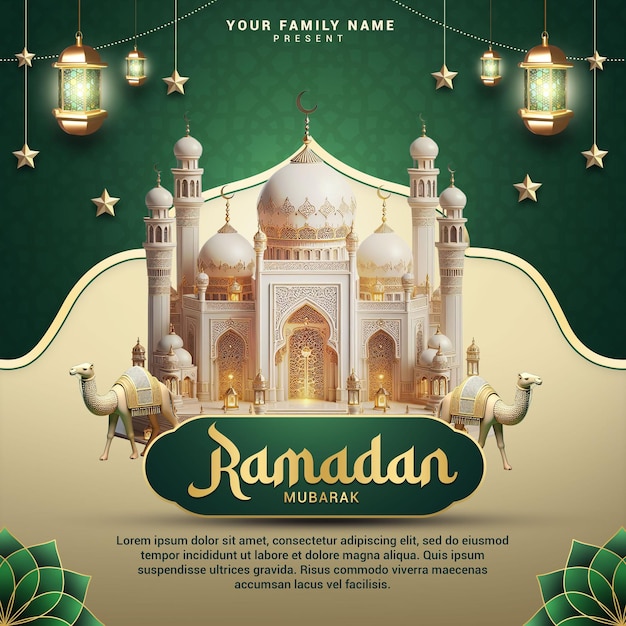 PSD bezpłatny psd ramadan mubarak pozdrowienia szablon instagram