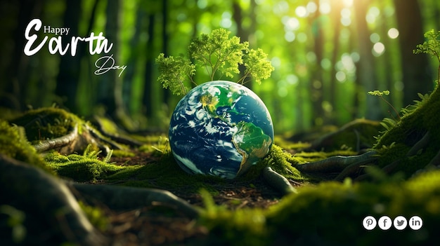 PSD bezpłatny psd szczęśliwy dzień ziemi banner poster ekologia i koncepcja ochrony środowiska
